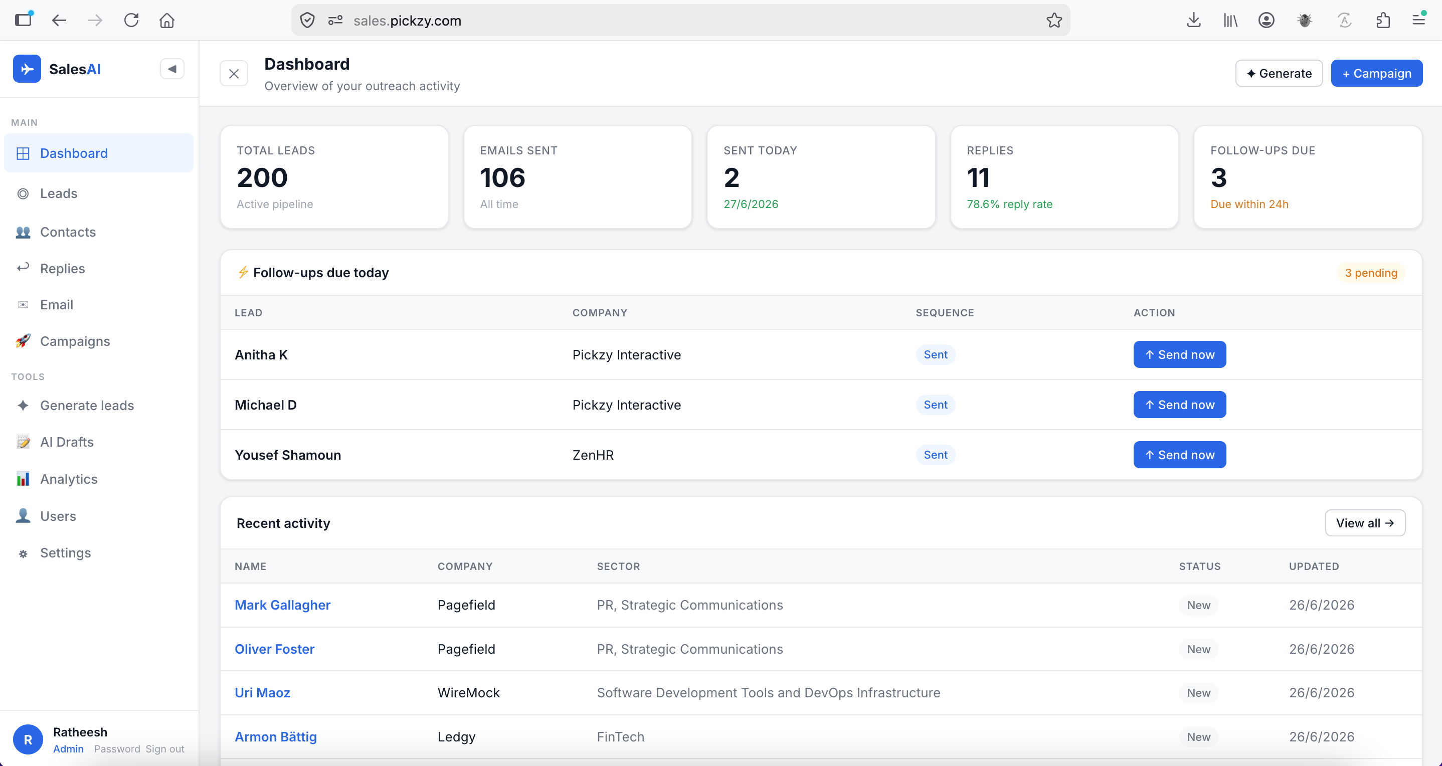 SalesAI Dashboard